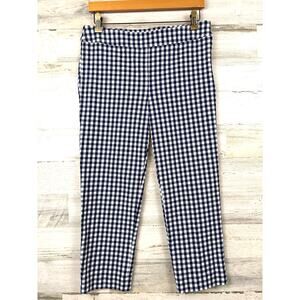 Talbots Womens 4 White Blue Chatham Crop Gingham Beach Summer Pants NEW Casual